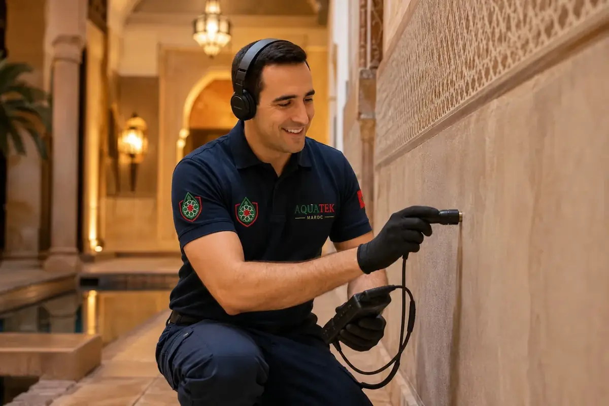 Technicien AQUATEK en recherche de fuite au Maroc